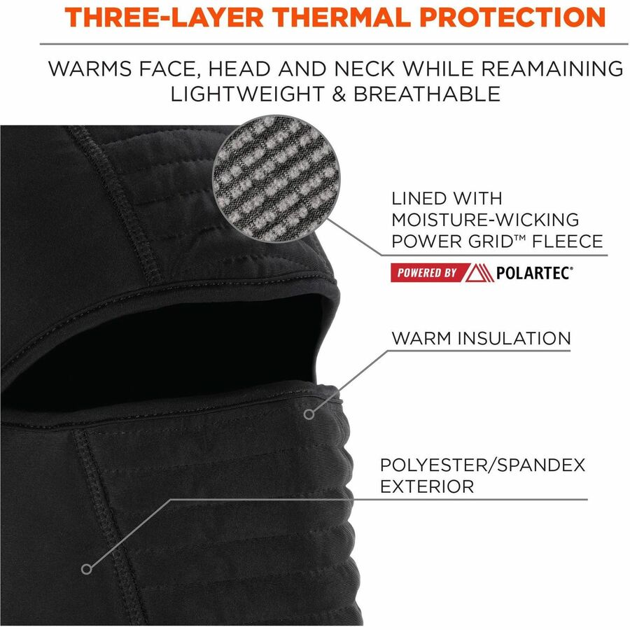 Ergodyne 6955 Insulated Balaclava Face Mask - 3-Layer, Spandex, Polartec Power Grid - Alternate-Image2