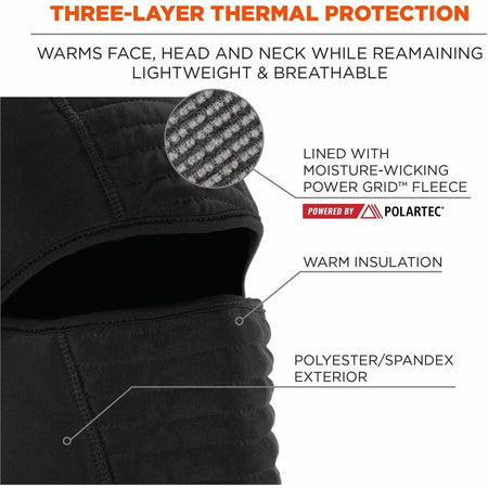 Ergodyne 6955 Insulated Balaclava Face Mask - 3-Layer, Spandex, Polartec Power Grid - Alternate-Image2