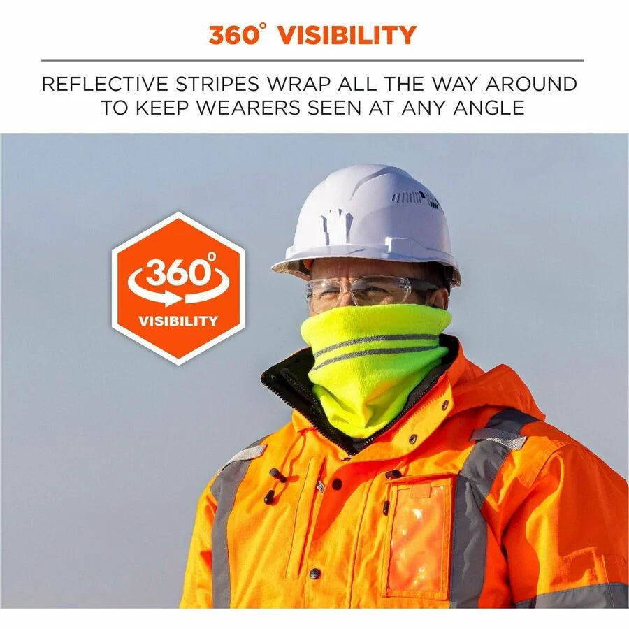 Ergodyne 6961 Reflective Winter Neck Gaiter - Lime Fleece & Acrylic - Protective Gear