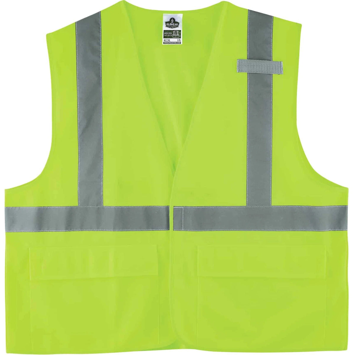 Ergodyne 8225HL Type R Class 2 Solid Vest - Large/Extra Large - Lime - Reflective - 1 Each - Safety Jackets / Vests
