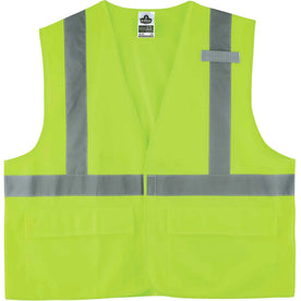 Ergodyne 8225HL Type R Class 2 Solid Vest - Large/Extra Large - Lime - Reflective - 1 Each - Safety Jackets / Vests