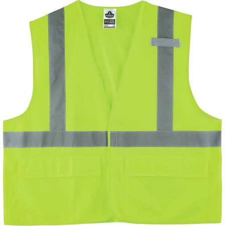 Ergodyne 8225HL Type R Class 2 Solid Vest - Large/Extra Large - Lime - Reflective - 1 Each - Safety Jackets / Vests