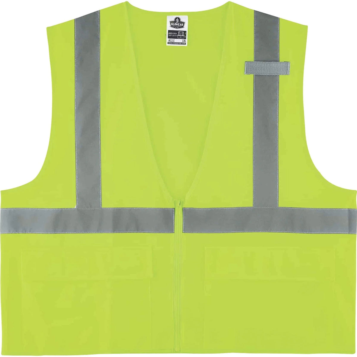 Ergodyne 8225Z Type R Class 2 Solid Vest - Lime - Zipper Closure - Safety Jackets / Vests