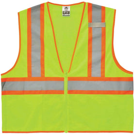 Ergodyne 8229Z Economy Two-Tone Vest: Construction Emergency Warehouse - Lime Reflective - XS - Safety Jackets / Vests
