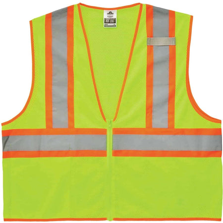 Ergodyne 8229Z Economy Two-Tone Vest: Construction Emergency Warehouse - Lime Reflective - XS - Safety Jackets / Vests