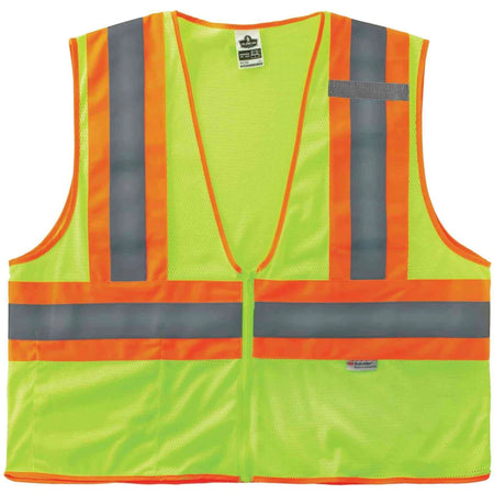 Ergodyne 8230Z Class 2 Two-Tone Vest - Lime - Zipper Closure - Reflective - Safety Jackets / Vests