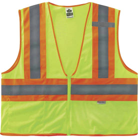 Ergodyne 8230Z Type R Class 2 Two-Tone Vest - Small/Medium - Lime - Zipper Closure - Safety Jackets / Vests
