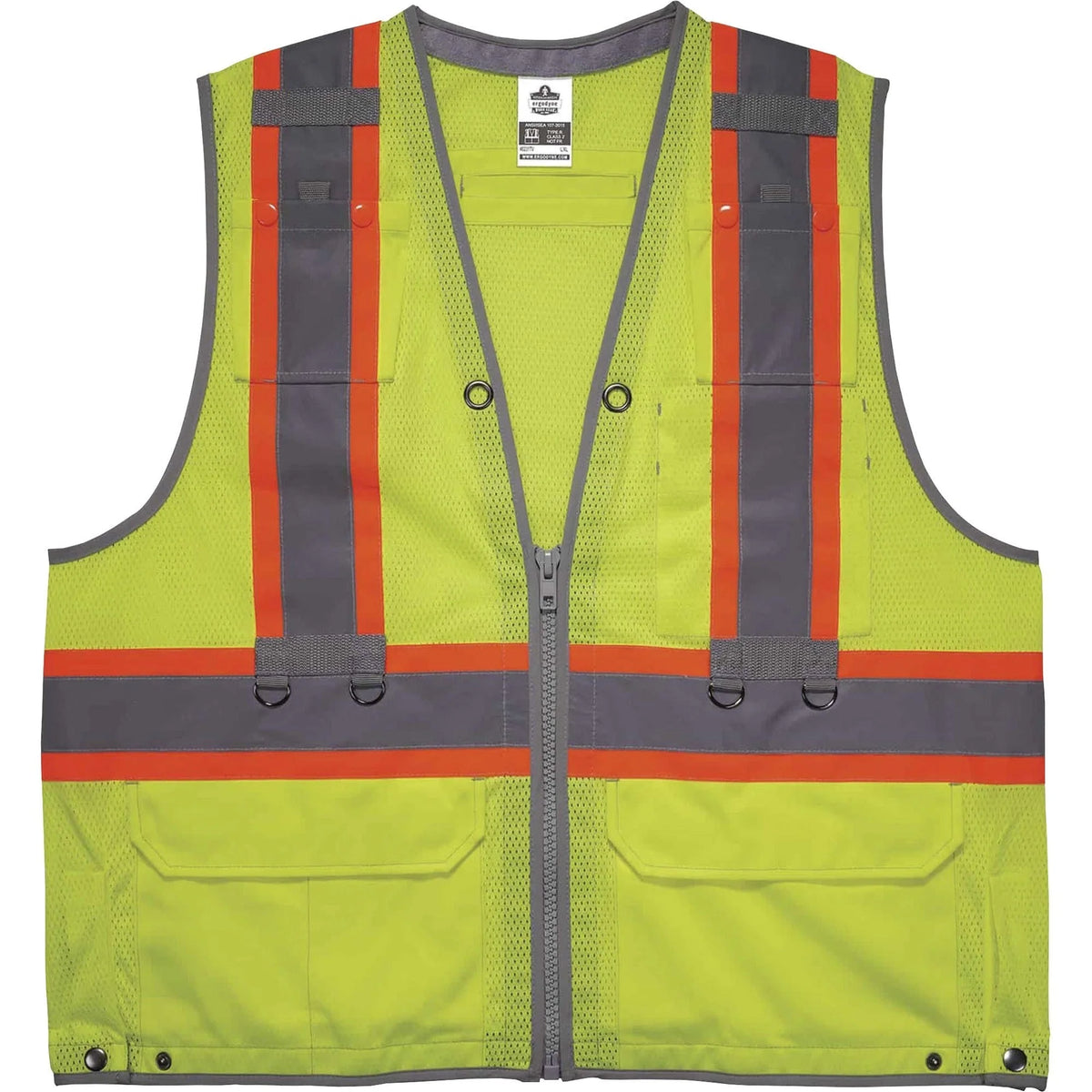 Ergodyne 8231TV Hi-Vis Tool Tethering Safety Vest - Type R Class 2 - Construction Utility Oil Gas Telecom Power