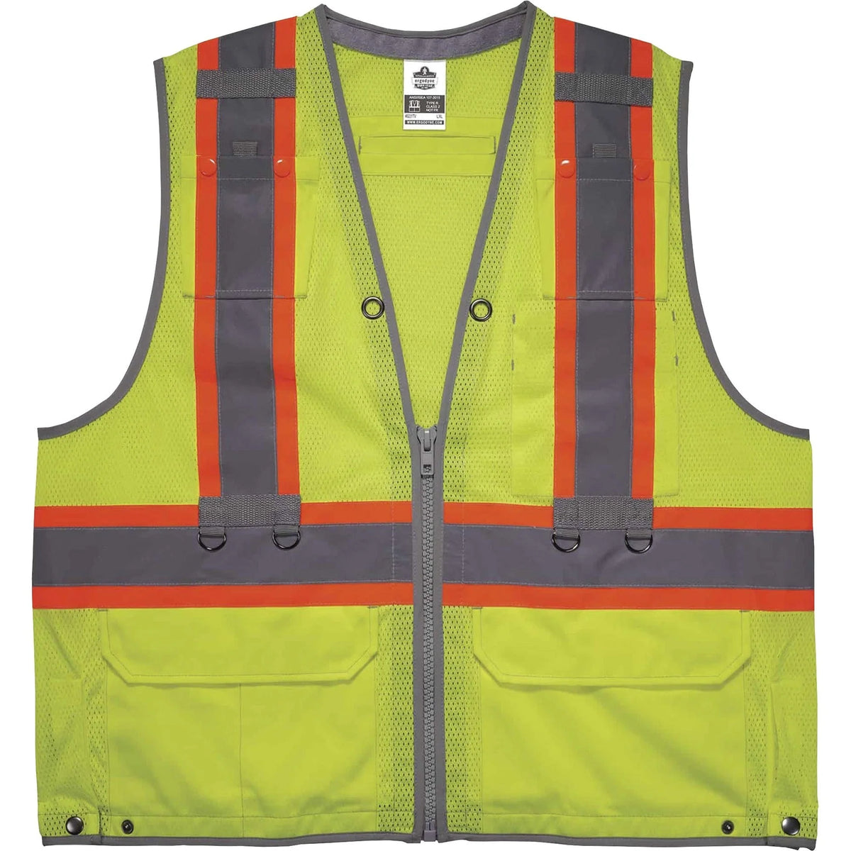 Ergodyne 8231TV Hi-Vis Tool Tethering Safety Vest - Type R Class 2 - Large/Extra Large - Lime - Jackets / Vests