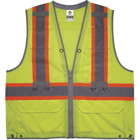 Ergodyne 8231TV Hi-Vis Tool Tethering Safety Vest - Type R Class 2 - Construction Utility Oil Gas Telecom Power