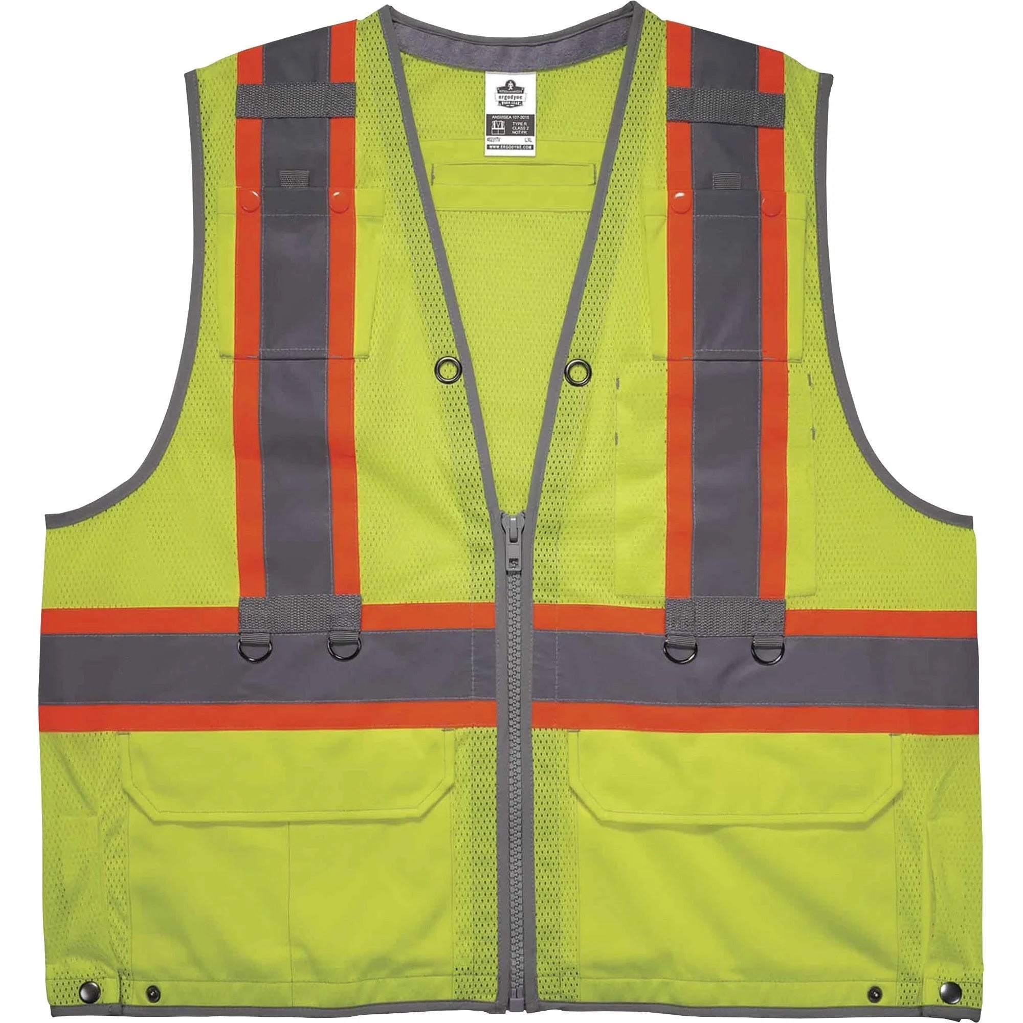 Ergodyne 8231TV Tool Tethering Safety Vest - Type R Class 2 - Small/Medium - Lime - Jackets / Vests