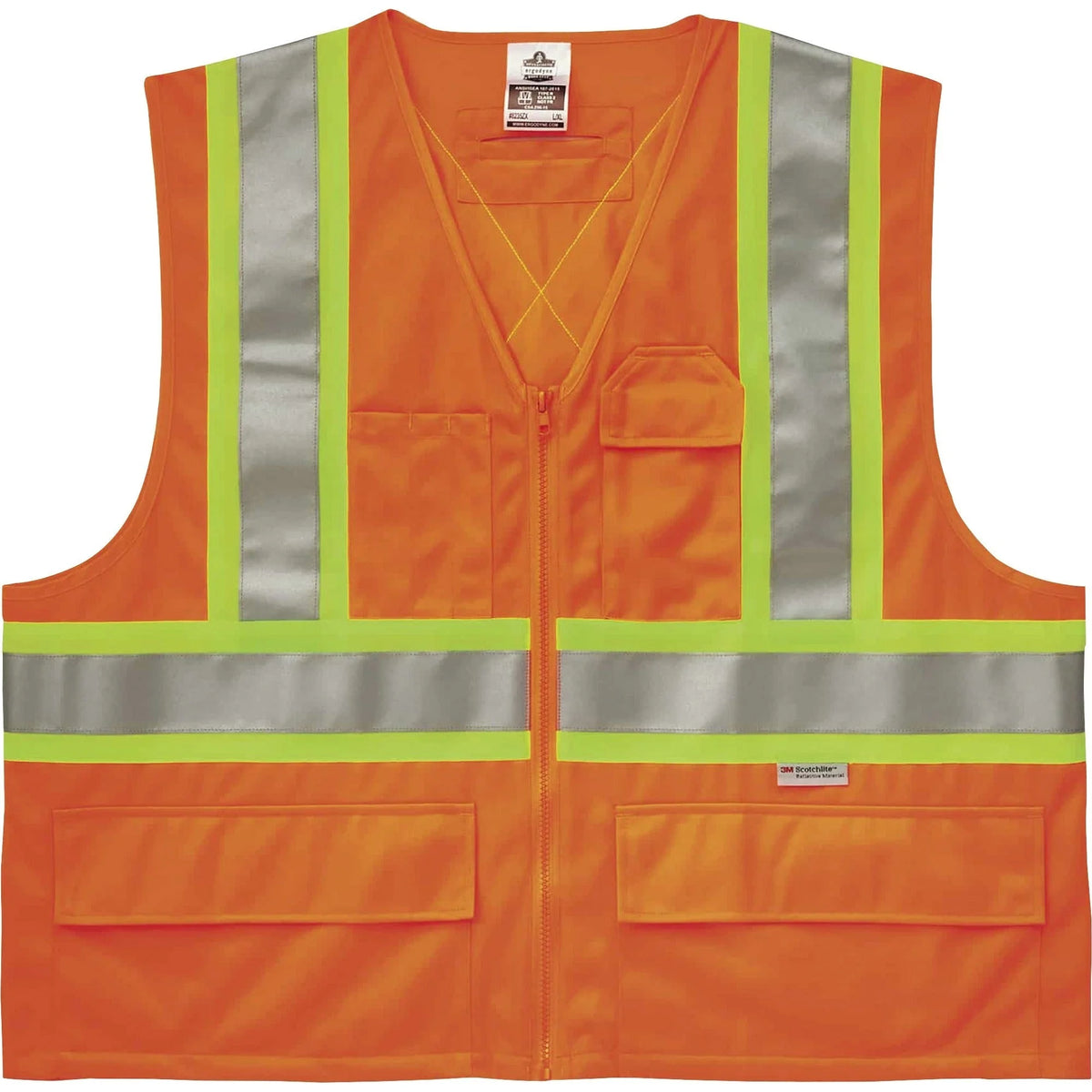 Ergodyne 8235ZX X-Back Vest - Class 2 Orange - Large/Extra Large - Safety Jackets / Vests