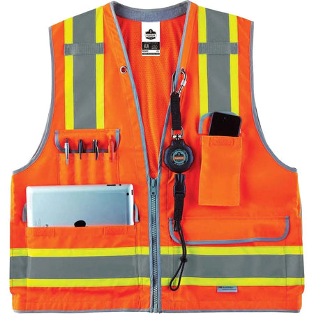 Ergodyne 8254HDZ Surveyors Vest - Small/Medium - Heavy-Duty - Orange - Safety Jackets / Vests