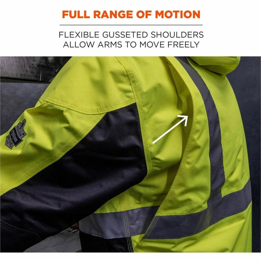 Ergodyne 8275 Heavy-Duty Hi-Vis Jacket - 2XL Polyester Fleece Polyurethane - Safety Jackets / Vests