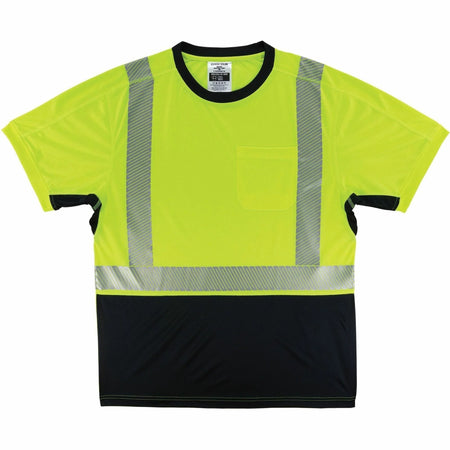 Ergodyne 8283BK Hi-Vis T-Shirt - XL Size - Lime/Black Poly Fabric - Protective Gear