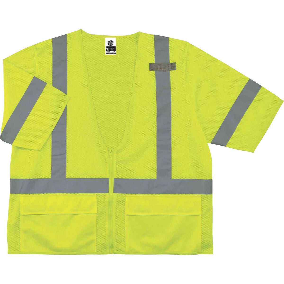 Ergodyne 8320Z Type R Class 3 Standard Vest - Lime - Zipper Closure - Safety Jackets / Vests