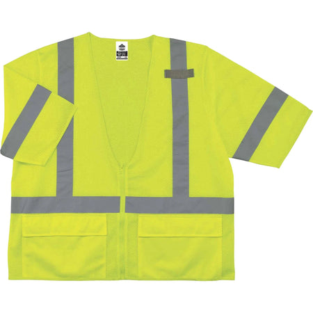 Ergodyne 8320Z Type R Class 3 Standard Vest - Lime - Zipper Closure - Safety Jackets / Vests
