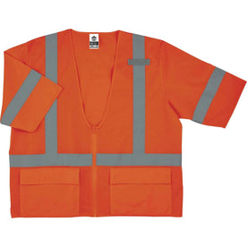 Ergodyne 8320Z Type R Class 3 Standard Vest - Orange - Zipper Closure - Safety Jackets / Vests