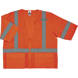 Ergodyne 8320Z Type R Class 3 Standard Vest - Orange - Zipper Closure - Safety Jackets / Vests