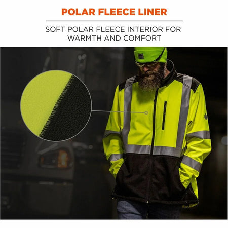 Ergodyne 8353 Hi-Vis Softshell Jacket XL - Polyester Fabric Fleece - Safety Jackets / Vests