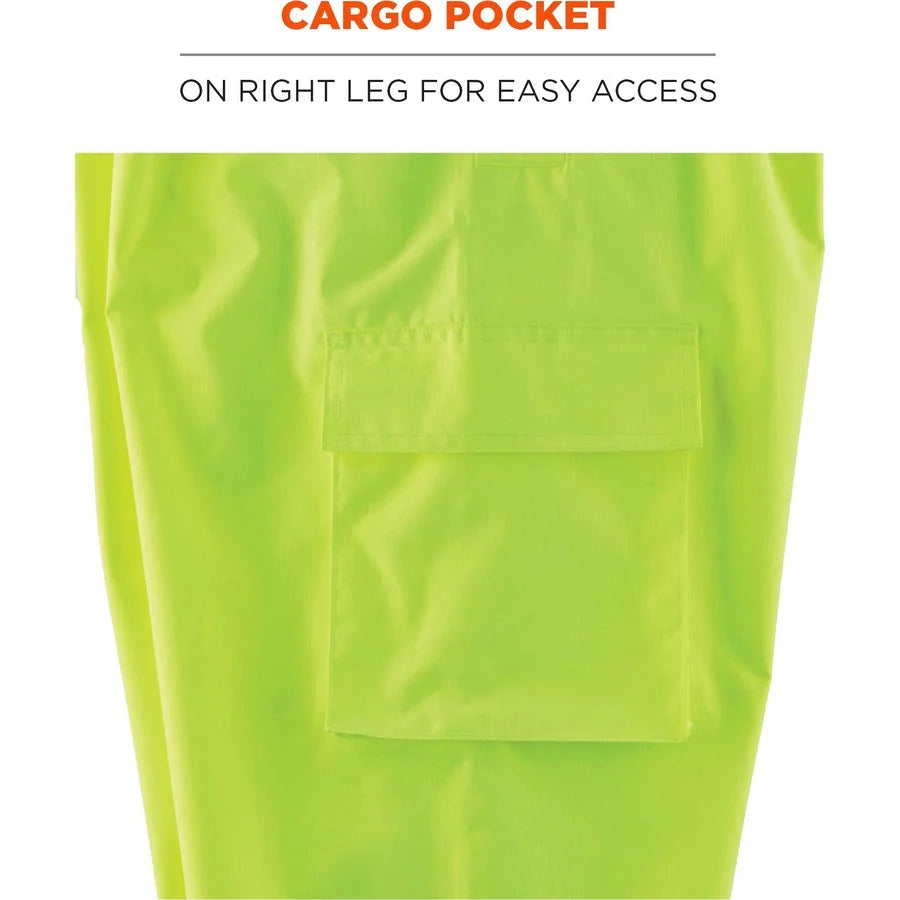 Ergodyne 8918BK Rain Bib Overalls - XX-Large Lime - 300D Polyester - Overall Bibs & Aprons