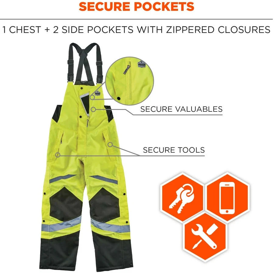 Ergodyne 8928 Class E Insulated Bibs - 5XL Lime Overall - & Aprons