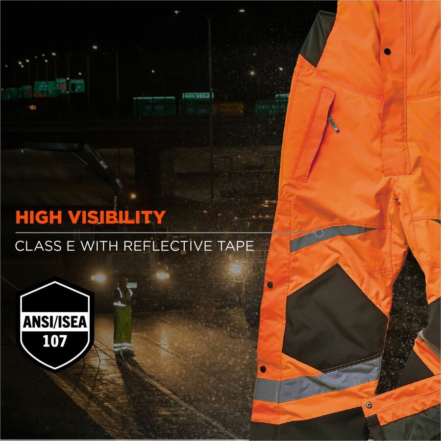Ergodyne 8928 Hi-Vis Insulated Rain Bibs - Alternate-Image2