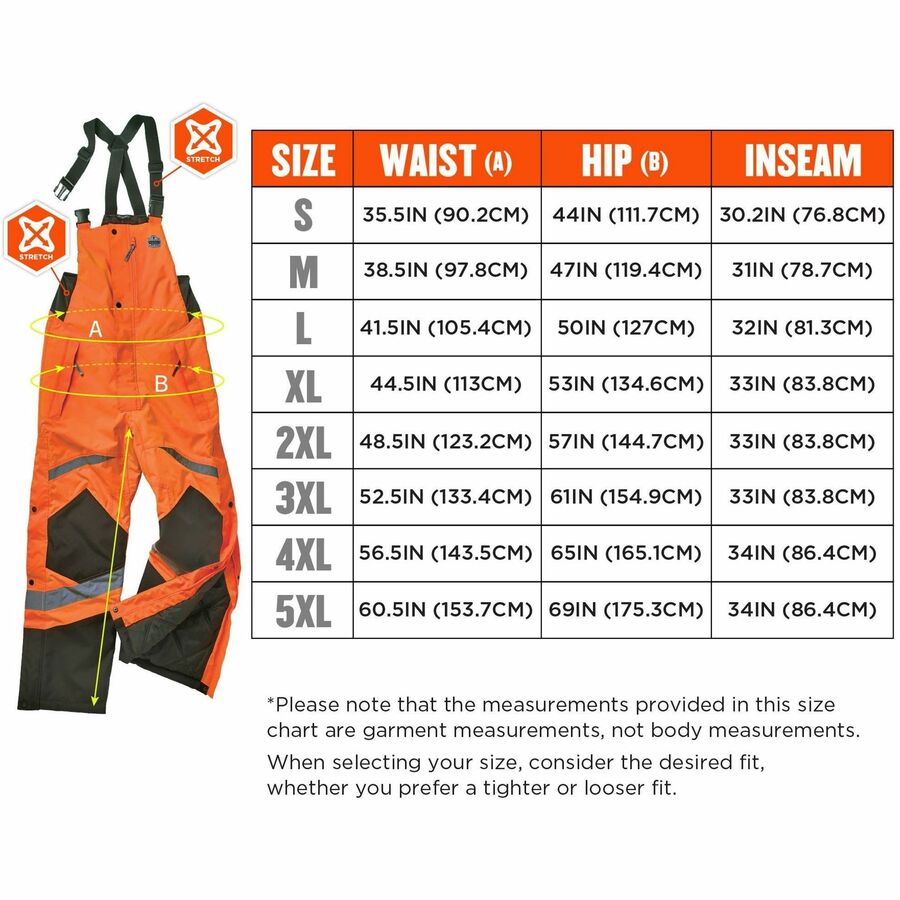 Ergodyne 8928 Hi-Vis Insulated Rain Bibs - Alternate-Image6