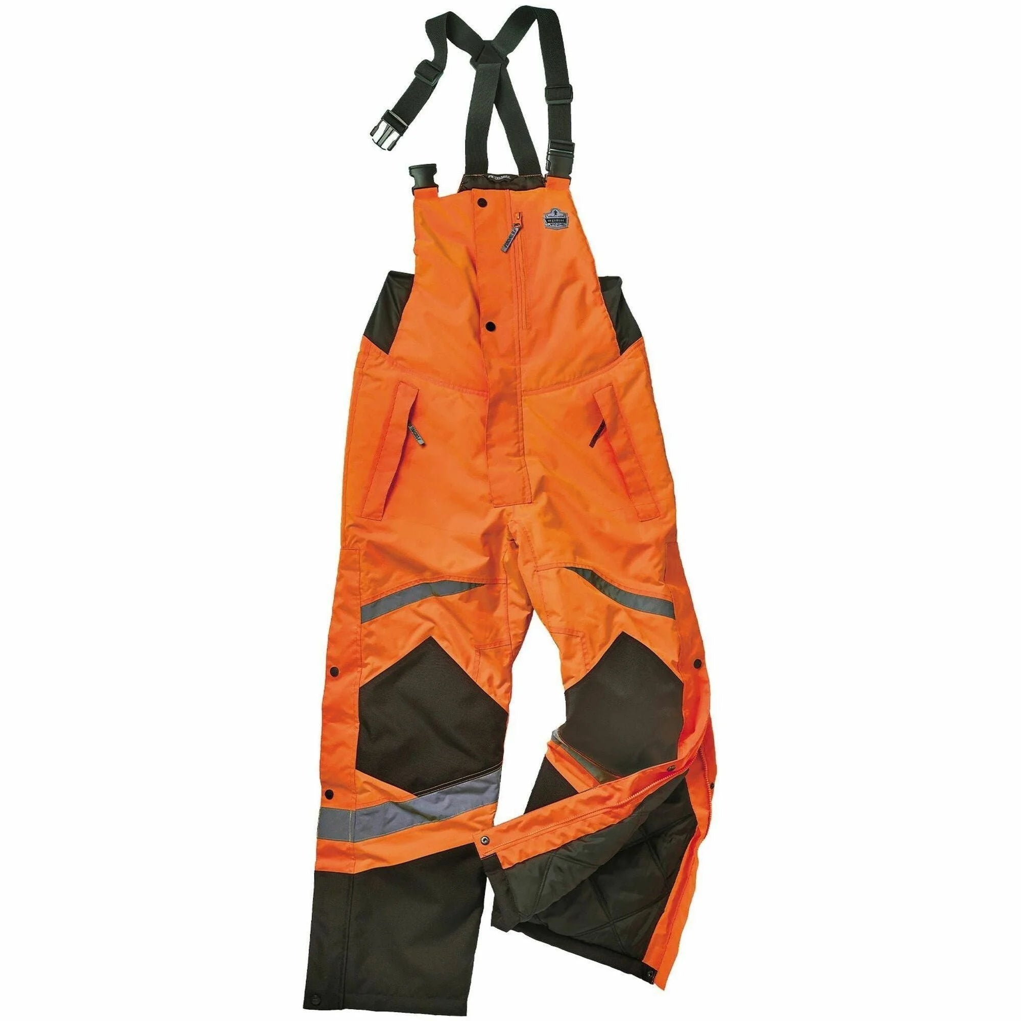 Ergodyne 8928 Hi-Vis Insulated Rain Bibs - Small - Orange & Black - Overall Aprons