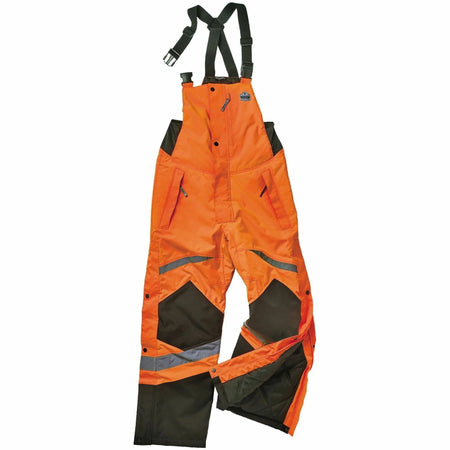 Ergodyne 8928 Hi-Vis Insulated Rain Bibs - Small - Orange & Black - Overall Aprons