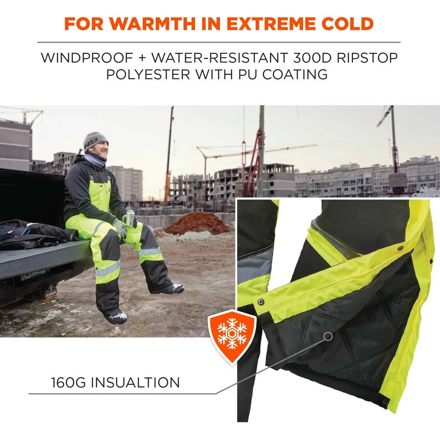 Ergodyne 8928 Small Lime Insulated Bib Overall - Bibs & Aprons