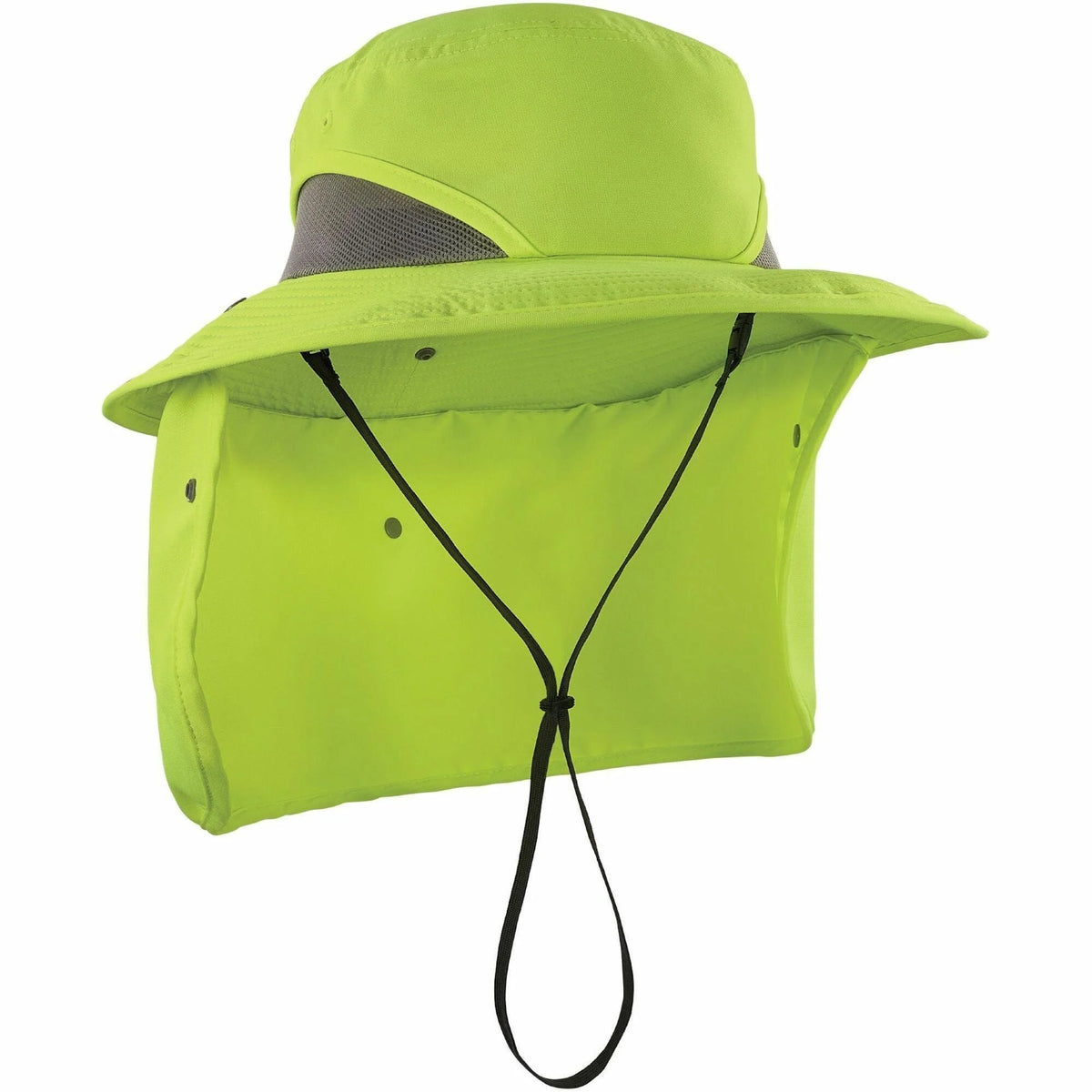 Ergodyne 8934 Ranger Hat with Neck Shade - Large/XL Size - Lime Poly/MicroFiber - Protective Gear