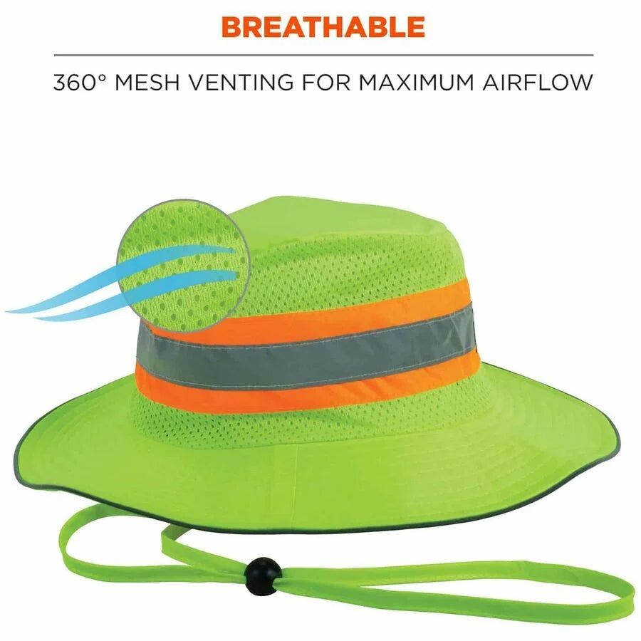 Ergodyne 8935MF Hi-Vis Ranger Sun Hat - 2XL/3XL Lime - Protective Gear