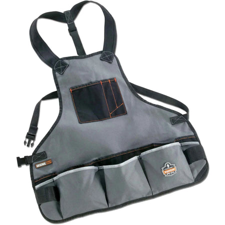 Ergodyne Arsenal 5700 Heavy-Duty Tool Apron: Gray Canvas Cotton - 16 Pockets - Storage & Organization