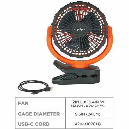 Ergodyne Chill-Its 6090 Rechargeable Portable Jobsite Fan - Alternate-Image5