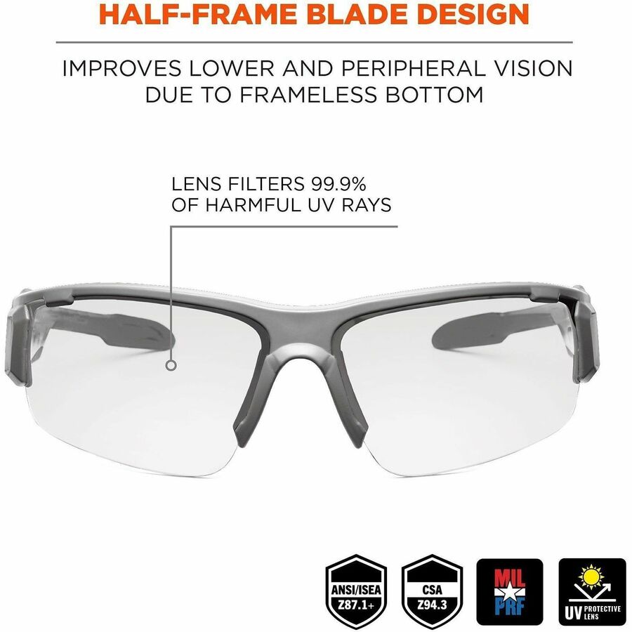 Ergodyne Clear Lens/Gray Half Frame Safety Glasses - Alternate-Image1