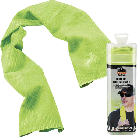 Ergodyne Cooling Towel: High Visibility Lime - Stay Cool Anywhere - Protective Gear