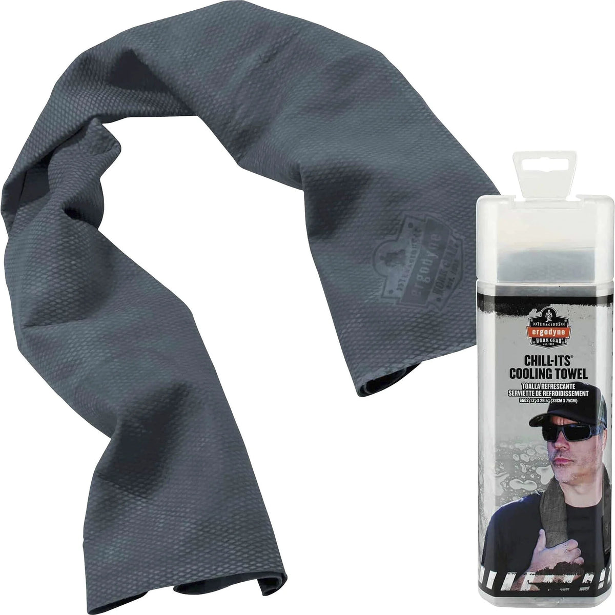 Ergodyne Cooling Towel: Stay Cool with Gray Evaporative Towel - Protective Gear