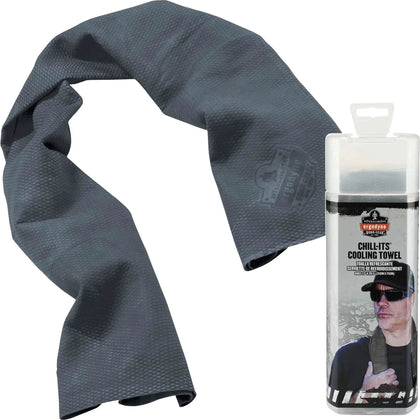 Ergodyne Cooling Towel: Stay Cool with Gray Evaporative Towel - Protective Gear