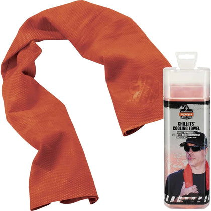 Ergodyne Cooling Towel: Stay Cool with Orange Evaporative Towel - Protective Gear