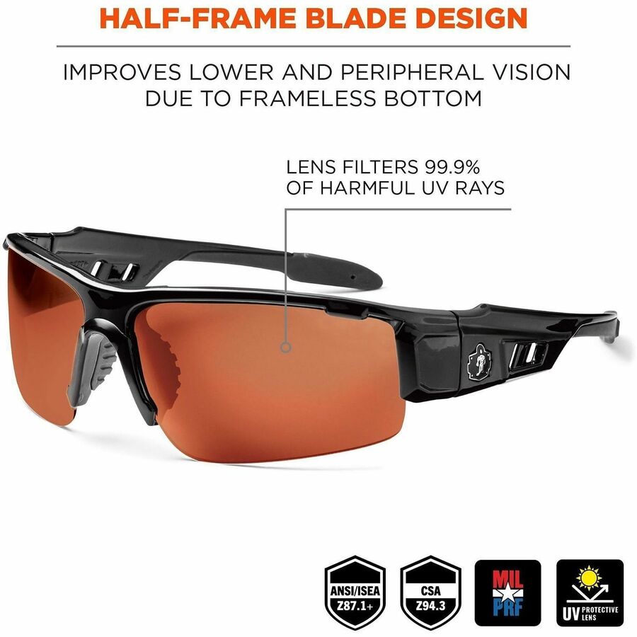 Ergodyne Dagr Copper Lens Half Frame Safety Glasses - Alternate-Image1