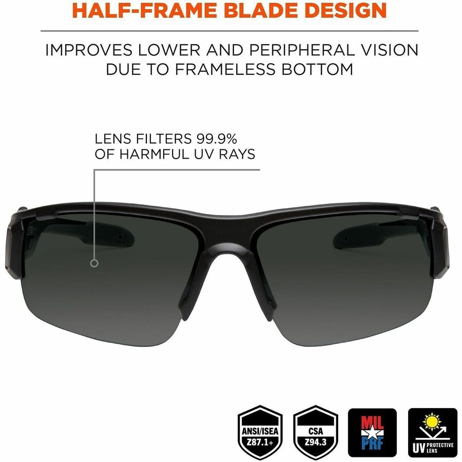 Ergodyne Dagr Smoke Lens Half Frame Safety Glasses - Alternate-Image1