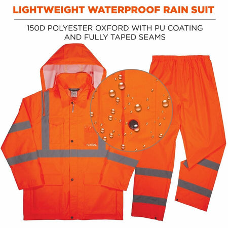 Ergodyne GloWear 8376K Hi-Vis Rain Suit Kits - Alternate-Image1