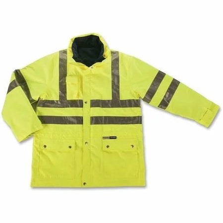 Ergodyne GloWear 8385 Class 3 4-in-1 Jacket - Weatherproof Lime - XL - Safety Jackets / Vests