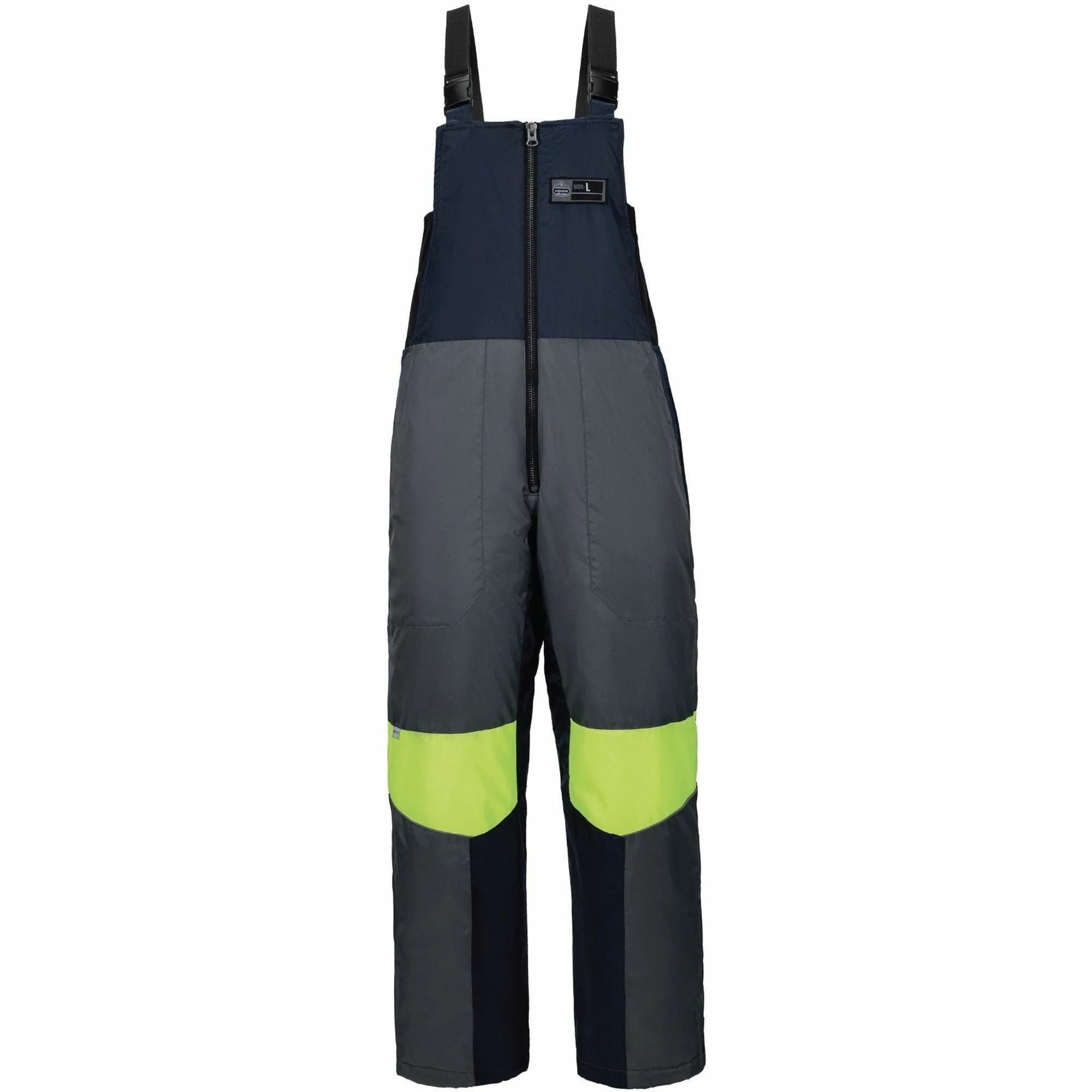 Ergodyne Insulated Freezer Bib Overalls - X-Small - Navy/Yellow - Overall Bibs & Aprons