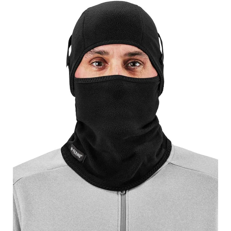 Ergodyne N-Ferno 6826 Balaclava Face Mask - 2-Piece Set Fleece & Neoprene Blend - Black - Multipurpose Masks