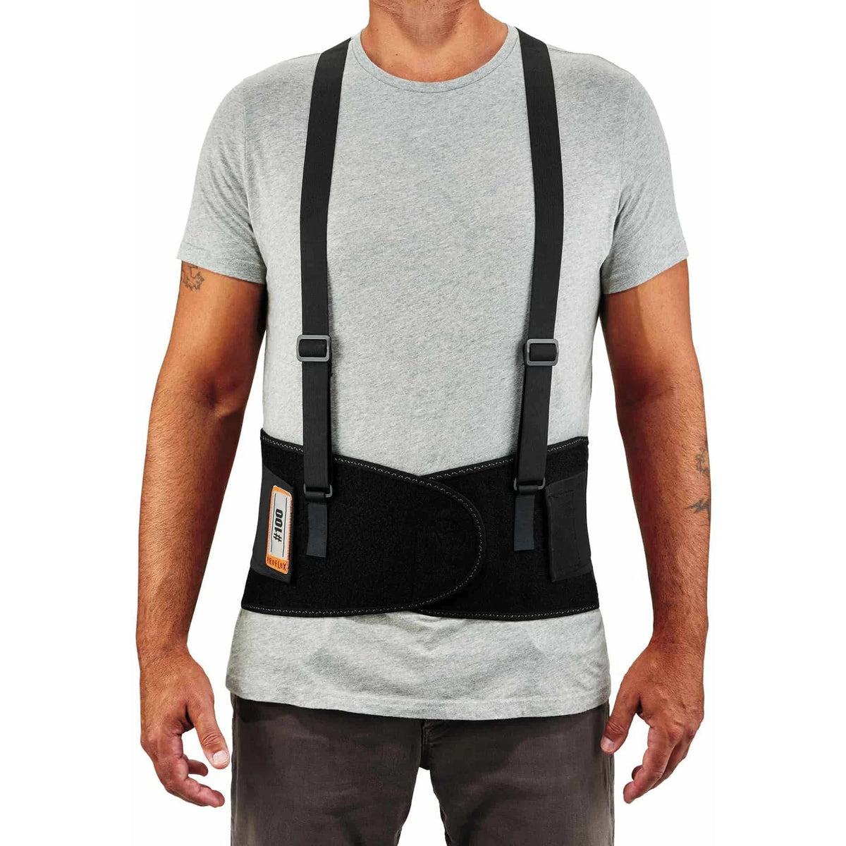 Ergodyne ProFlex 100 Back Support Brace - 34’’ to 38’’ Waist - Black - 280D Spandex - Supports