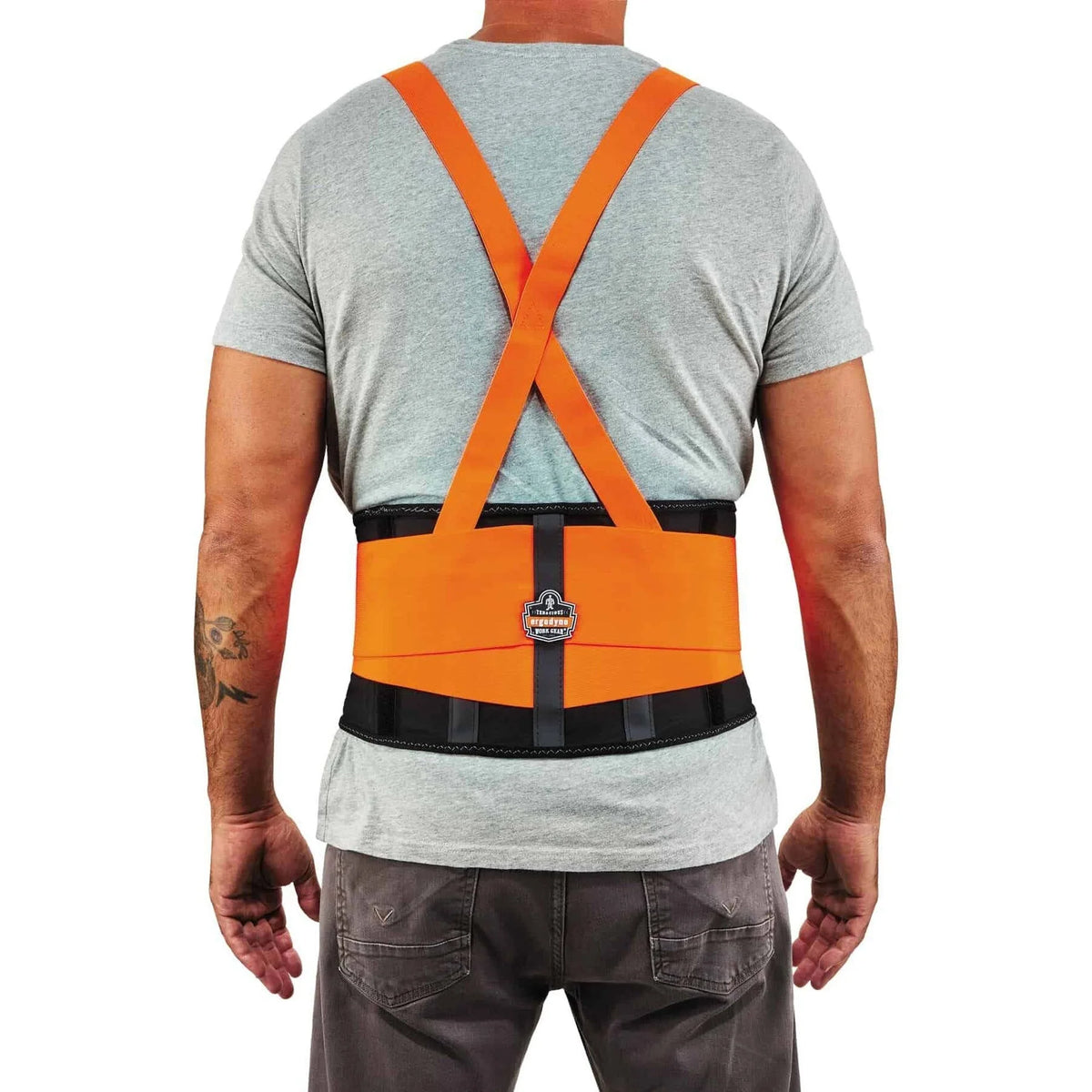 Ergodyne ProFlex 100HV Hi-Vis Back Brace - Orange - 34’’ to 38’’ Waist Size - Supports