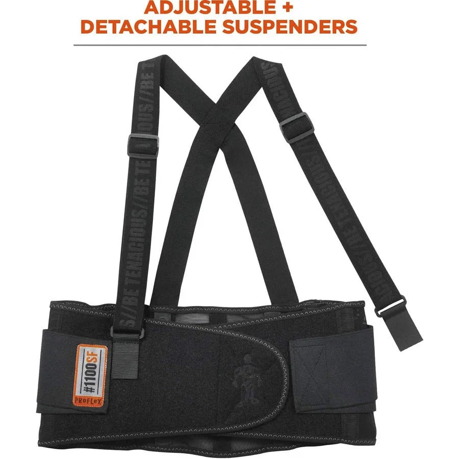 Ergodyne ProFlex 1100SF Back Support Brace - 30’’ to 34’’ Waist - Black Elastic Spandex - Supports