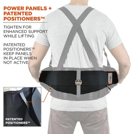 Ergodyne ProFlex 1100SF Back Support Brace - 30’’ to 34’’ Waist - Black Elastic Spandex - Supports